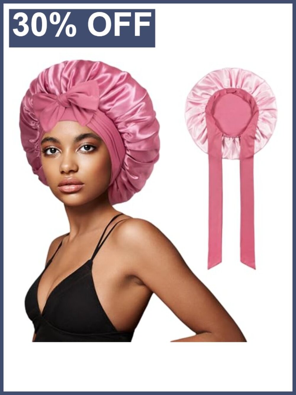 Satin Bonnet with Tie, Silk Hair Bonnets for Women for Sleeping